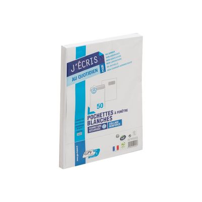 0400000405698-GPV - 50 Pochettes Enveloppes C4 229 x 324 mm - 90 gr - fenêtre 50x100 mm - blanc - bande -Angle gauche-0